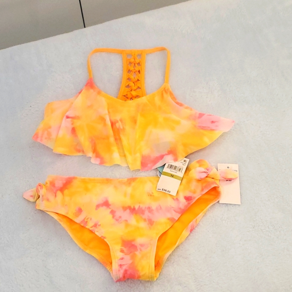 breaking waves girls bathing suit bikini size 14